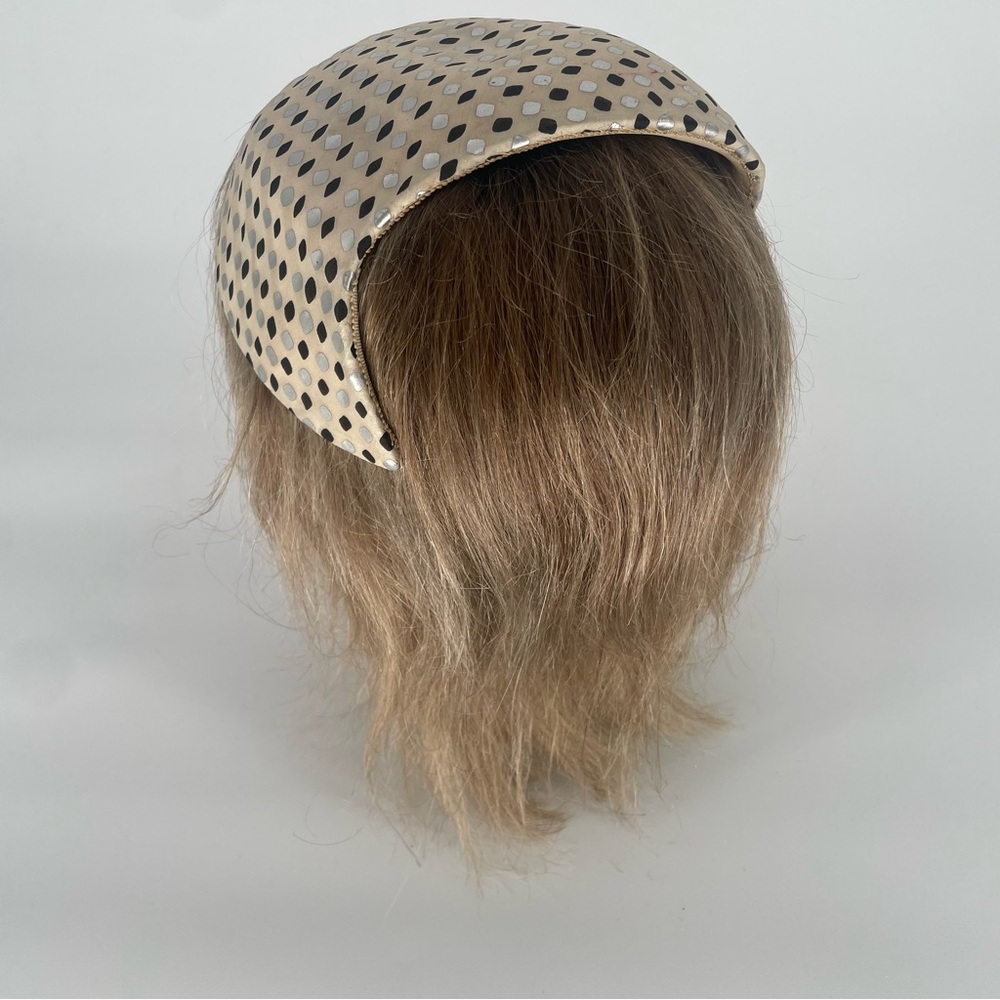 2FOR$30 Vintage Cream Fascinator With Black & Silver Pattern / Headband - Picture 4 of 14
